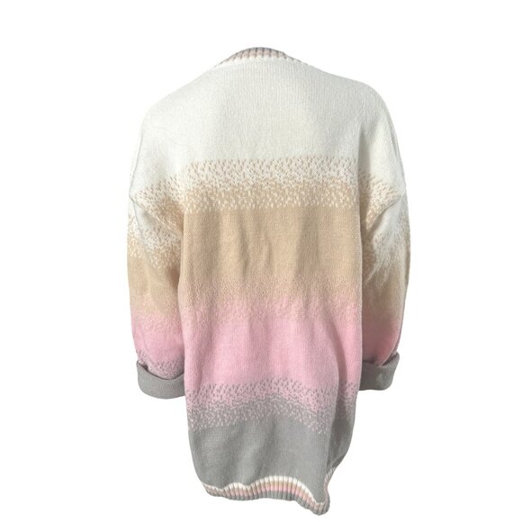 CCC Brown Tan Classy City Chicks Size Large Open Knit Cardigan Cozy Streetwear - Picture 4 of 10